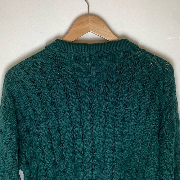 Carroll Reed Vtg Cable Knit Embroidered Cardigan L Floral Chunky Granny Cottage - Picture 11 of 13